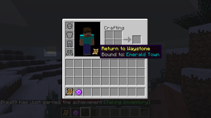 Teleport button inside the player inventory